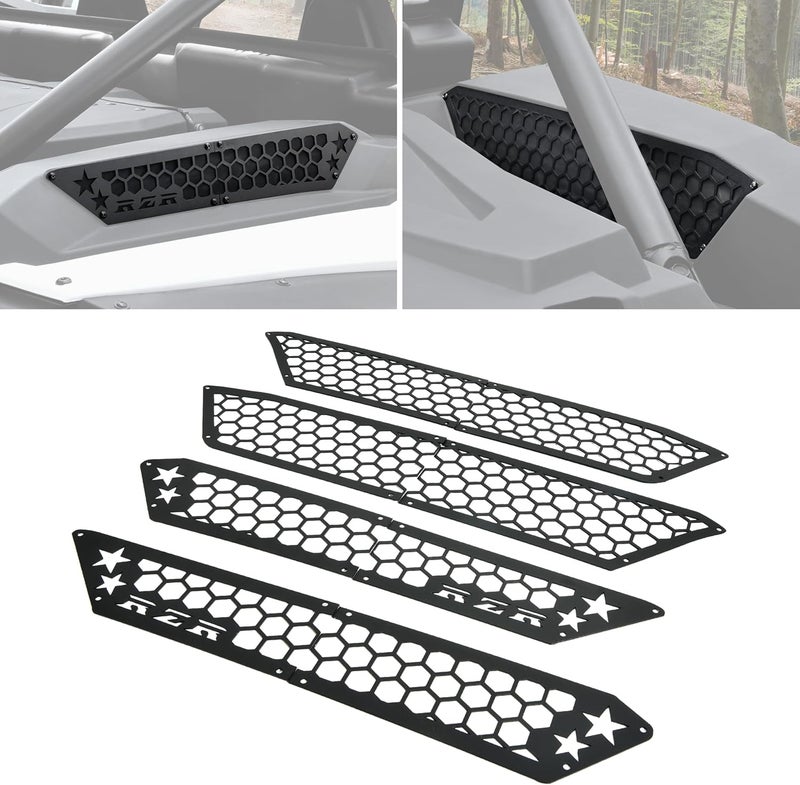 POKIAUTO Aluminum Air Intake Grill for Polaris RZR XP 1000/ XP4 1000 2024 2025 Accessories, Black Metal Side Frog Skin Protector Bezel Engine Mesh Covers(8PCS, Bolt-on) - Image 1